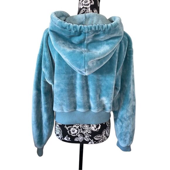 Weekend Edition Cropped Fleece Full Zip Hooded Sweatshirt Soft - Picture 2 of 13